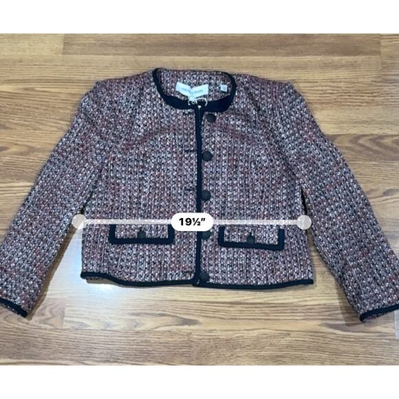 Veronica Beard Ceres Metallic Cotton Blend Tweed Jacket Red Blaze/Navy Multi 16 - Picture 6 of 11